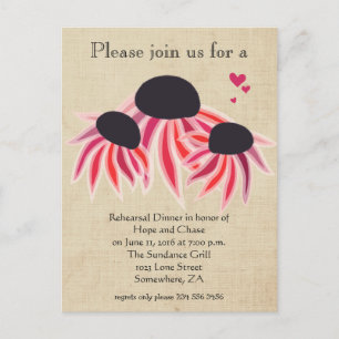 Rehearsal Dinner Pink Purple Wildflower Floral Invitation Postcard