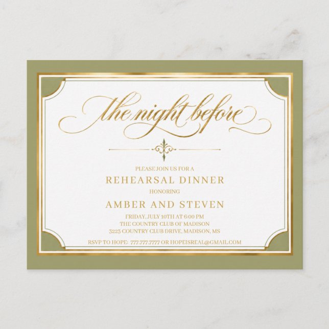Rehearsal Dinner Postcard  (Front)