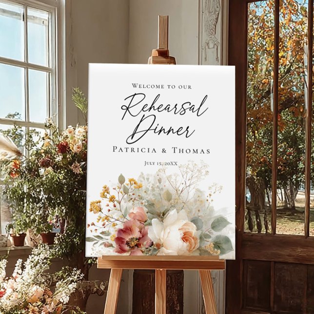 Rehearsal Dinner roseses and greenery welcome Poster (Creator Uploaded)