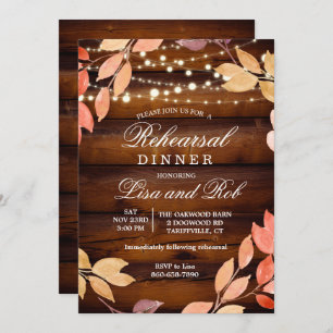 Rehearsal Dinner Rustic Fall Leaf Invitation