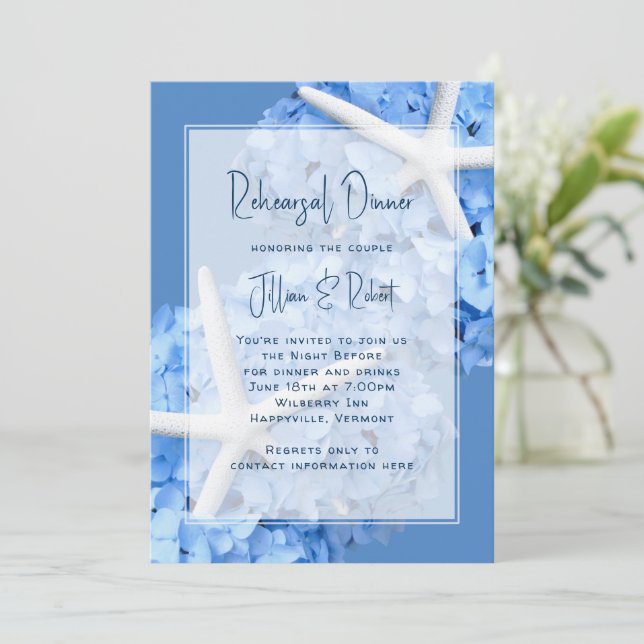 Rehearsal Dinner Seaside Garden Invitation (Standing Front)