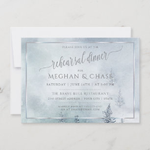 Rehearsal Dinner Silver Blue Winter Wonderland Card