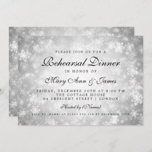 Rehearsal Dinner Silver Winter Wonderland Invitation