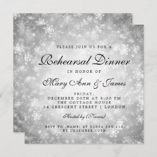 Rehearsal Dinner Silver Winter Wonderland Invitation