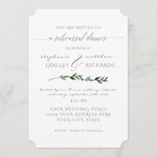 Rehearsal Dinner Simple Minimalist Modern Foliage Invitation