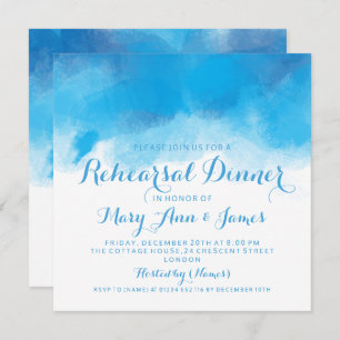 Rehearsal Dinner Summer Blue Watercolor Invitation