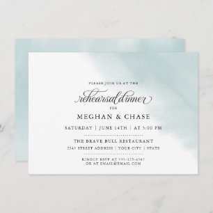 Rehearsal Dinner    Teal Green Watercolor   Invitation