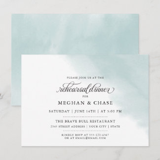 Rehearsal Dinner |  Teal Green Watercolor   Invitation