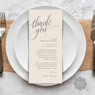 Rehearsal Dinner Thank you Place Setting Card