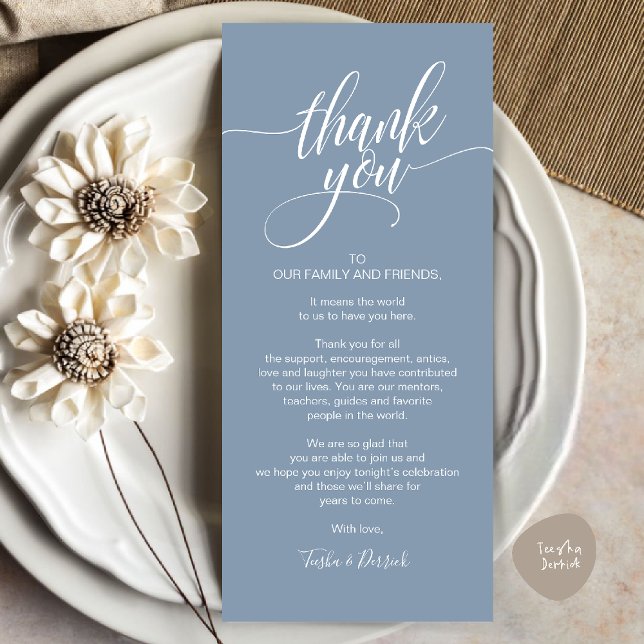 Rehearsal Dinner Thank you Place Setting Card (Rehearsal Dinner Thank you Place Setting Card in Dusty Blue)