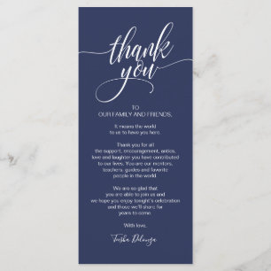 Rehearsal Dinner Thank you Place Setting Card