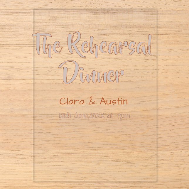 Rehearsal dinner the night before simple minimal m acrylic invitations (Front)