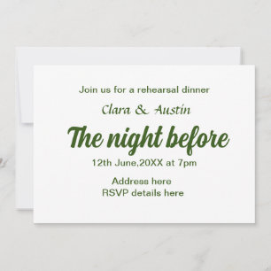 Rehearsal dinner the night before simple minimal m invitation