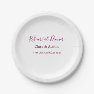 Rehearsal dinner the night before simple minimal m paper plate