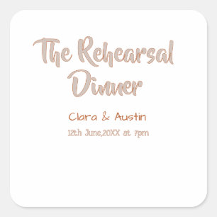 Rehearsal dinner the night before simple minimal m square sticker