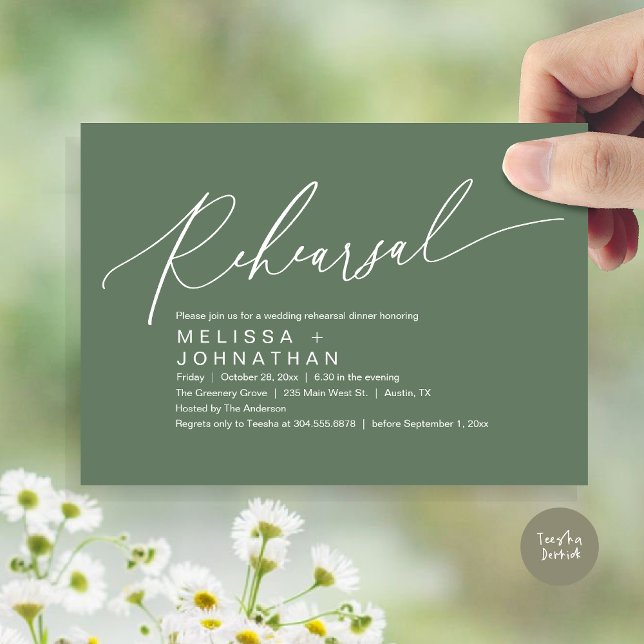Rehearsal Dinner,The Night Before Wedding Party In Invitation (Romantic Rehearsal Dinner The Night Before Wedding Dinner Party Invitation Card PDF Sage Green)