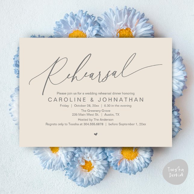 Rehearsal Dinner The Night Before Wedding Party Invitation (Romantic Rehearsal Dinner The Night Before Wedding Dinner Party Invitation Card PDF Cream Grey)
