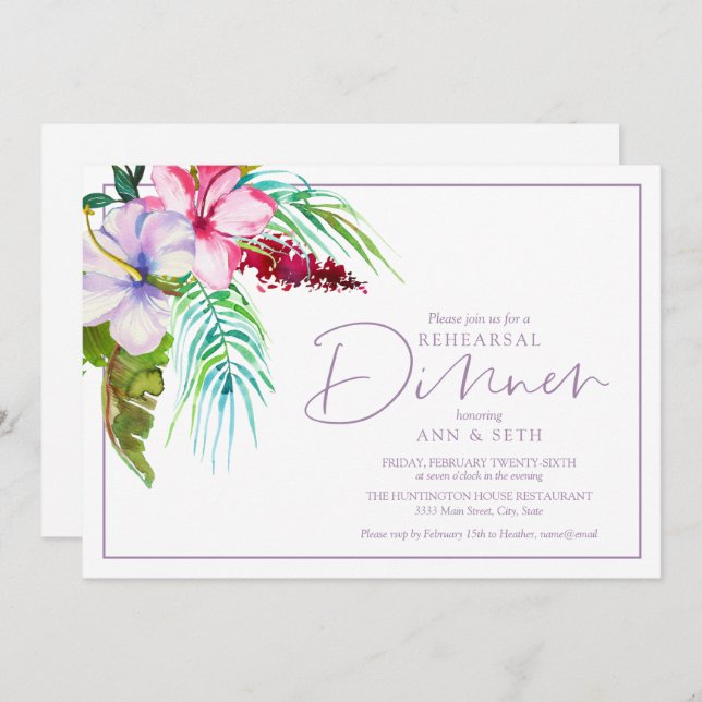 Rehearsal Dinner Tropical Floral Invitation (Front/Back)