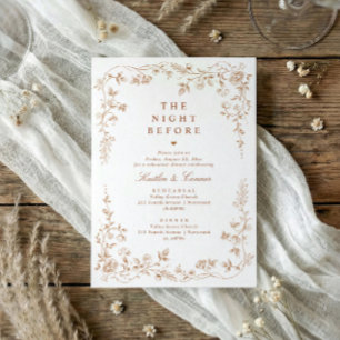 Rehearsal Dinner Vintage Terracotta Orange Floral Invitation