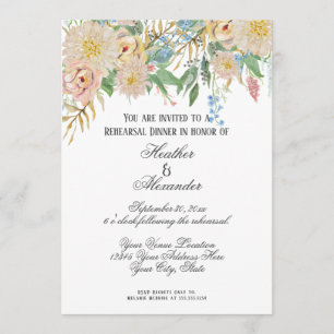 Rehearsal Dinner Watercolor Coral n Gold Floral Invitation