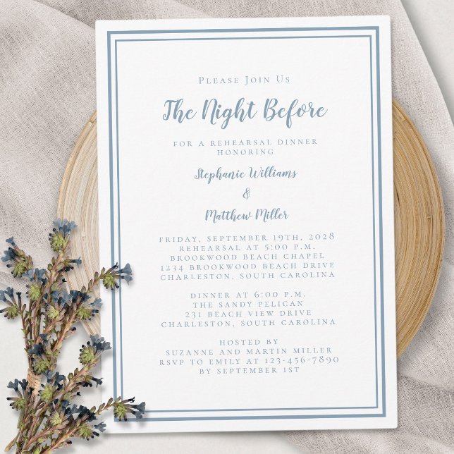 Rehearsal Dinner Wedding Night Before | Dusty Blue Invitation (Creator Uploaded)