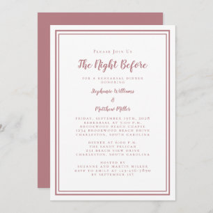 Rehearsal Dinner Wedding Night Before Dusty Rose Invitation