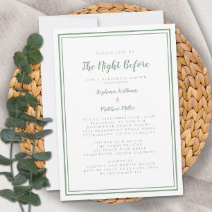 Rehearsal Dinner Wedding Night Before   Sage Green Invitation