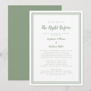 Rehearsal Dinner Wedding Night Before Sage Green Invitation