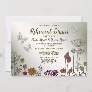 Rehearsal Dinner Wedding Party Colourful Flowers Invitation