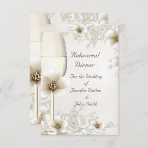 Rehearsal Dinner Wedding Sepia Cream Rose Blossom Invitation