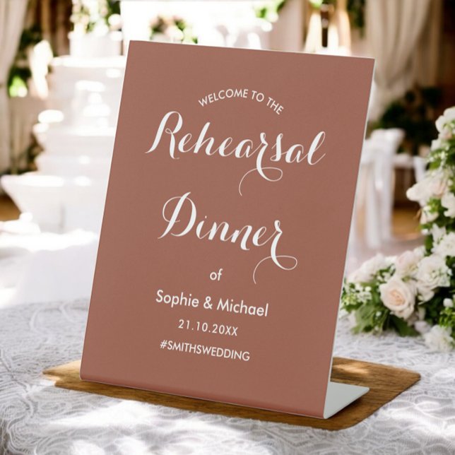 Rehearsal Dinner Welcome Terracotta Pedestal Sign (Creator Uploaded)