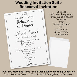 Rehearsal Invitation Card Black & White Infinity