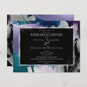 Rehearsal Modern Shiney Bold Lilac Teal Invitation