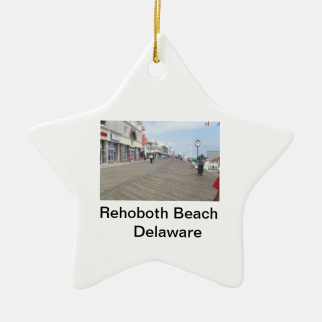 Rehoboth Beach Boardwalk Delaware Star Ornament (Front)