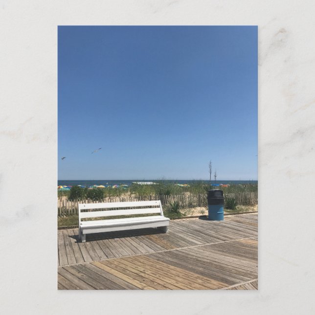 Rehoboth Beach DE Boardwalk Bench Photo Travel Postcard (Front)