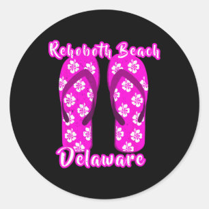 Rehoboth Beach Delaware Coastal Seashore Pink Flip Classic Round Sticker