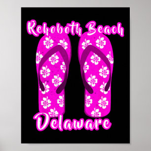 Rehoboth Beach Delaware Coastal Seashore Pink Flip Poster
