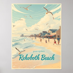 Rehoboth Beach, Delaware – Coastal vintage Poster
