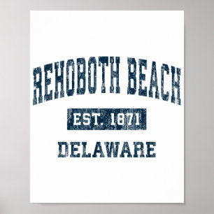 Rehoboth Beach Delaware DE Vintage Sports Design N Poster