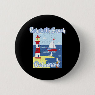Rehoboth Beach Delaware Lighthouse Nautical Coasta 6 Cm Round Badge