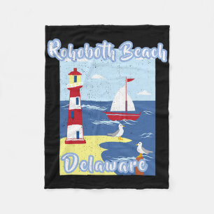 Rehoboth Beach Delaware Lighthouse Nautical Coasta Fleece Blanket