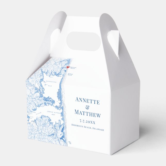 Rehoboth Beach Delaware Map Elegant Wedding  Favour Box (Front Side)