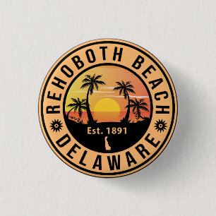 Rehoboth Beach Delaware Retro Sunset Souvenirs 3 Cm Round Badge