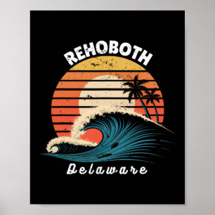 Rehoboth Beach Delaware Women Men Surfboarding  Poster