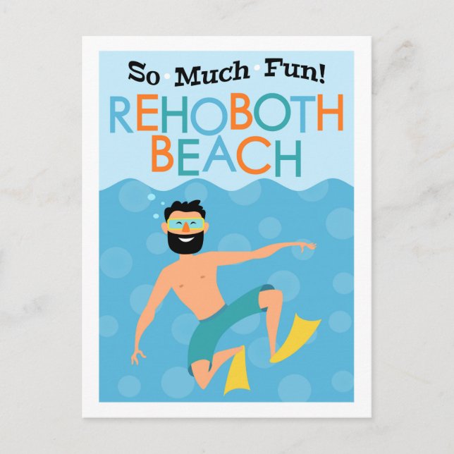 Rehoboth Beach Fun Hipster Travel Postcard (Front)