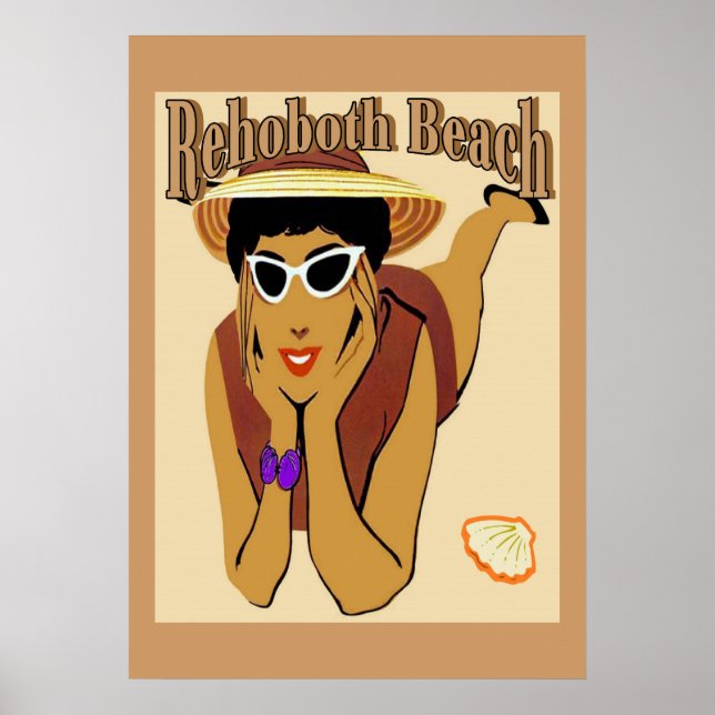 Rehoboth, Lady on Beach Poster (Front)