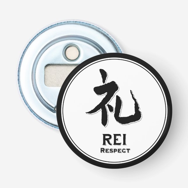 REI respect bushido virtue samurai kanji tattoo Bottle Opener (Front)