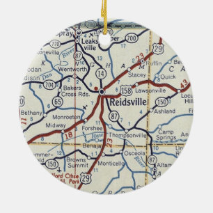 Reidsville NC Vintage Map Ceramic Ornament
