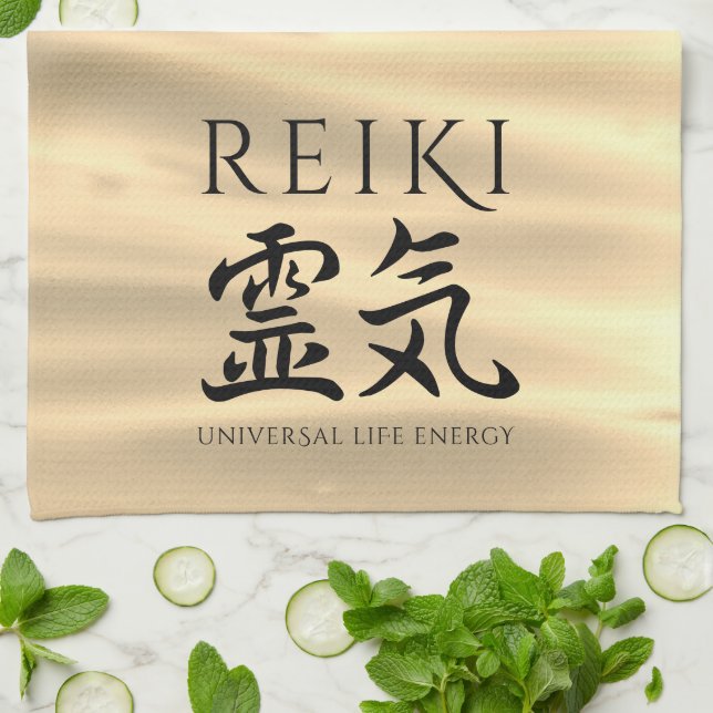Reiki 霊気 Japanese Calligraphic Life Energy Tea Towel (Folded)