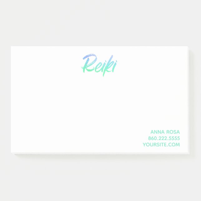 *~* Reiki Blue Green & Turquoise Iridescent Post-it Notes (Front)